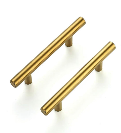 BRUSHED GOLD STAINLESS STEEL T-BAR HANDLE 5/6/7" LENGTH