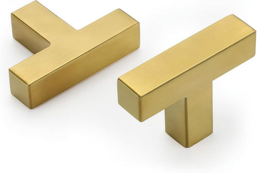 BRUSHED GOLD STAINLESS STEEL SQUARE KNOB 2" LENGTH