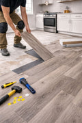 LVP (plastic core) per sqft (material included up to $3.25 flooring, $1.25 underlayment/moisture-barrier, $.70 baseshoe)
