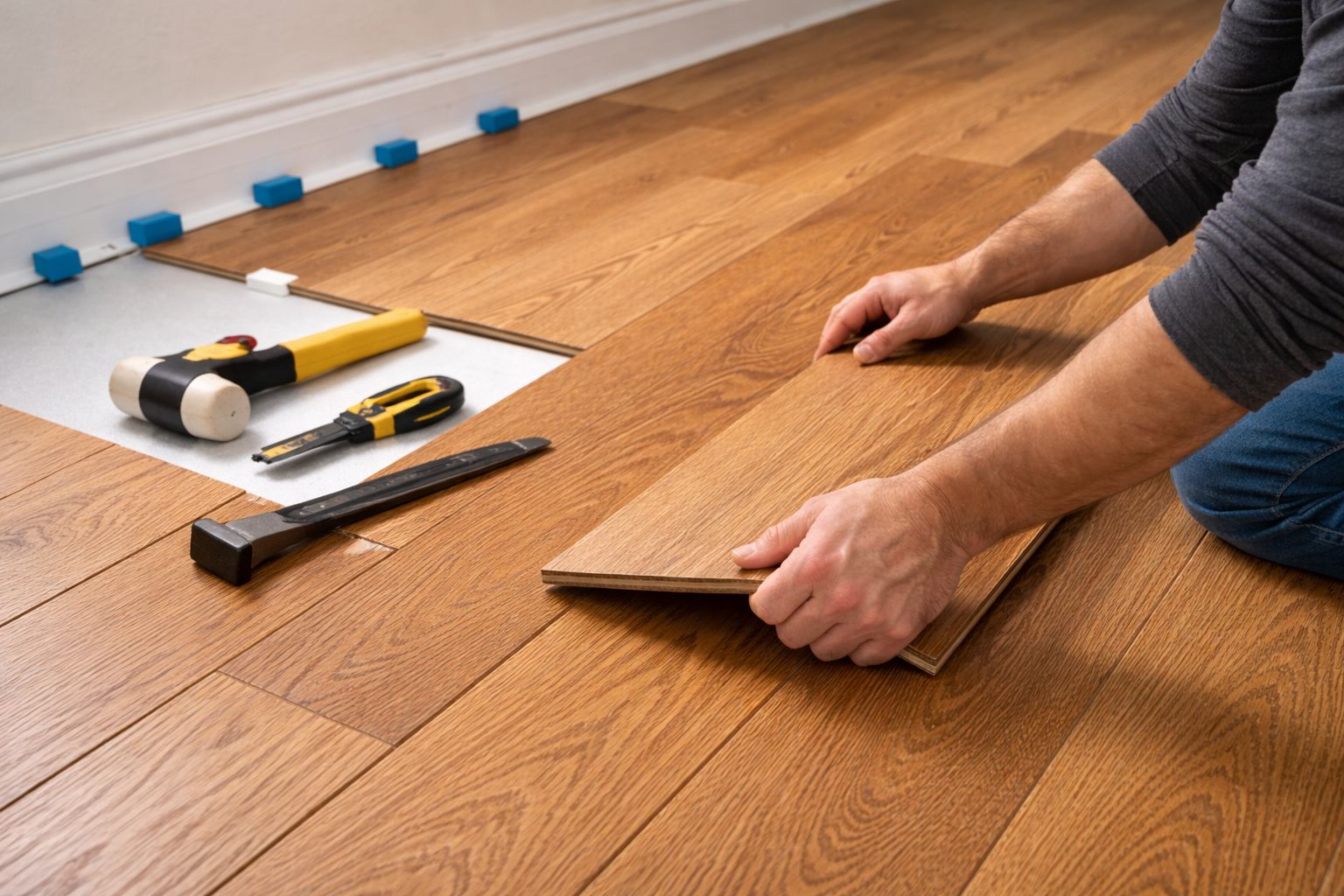 Hardwood flooring per SQFT installed, stained, lacquered with two coats (Including materials, wood will be Red Oak 2 1/4" thick)