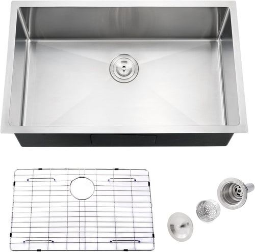  SINGLE  BOWL + STAINLESS STEEL  18" LONG  x  9" DEEP  x  22/24/26/28/30/33" WIDE 