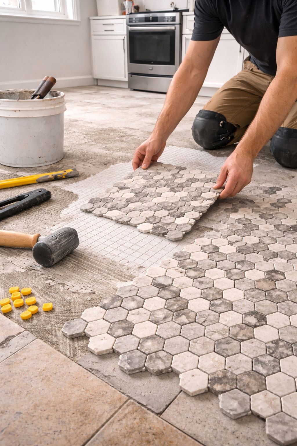 Granite or Mosaic Tile w/grout per SQFT (labor only)