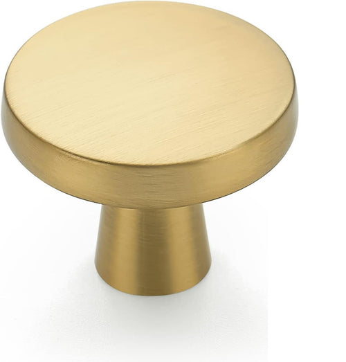 BRUSHED GOLD STAINLESS STEEL ROUND KNOB 1.5" LENGTH