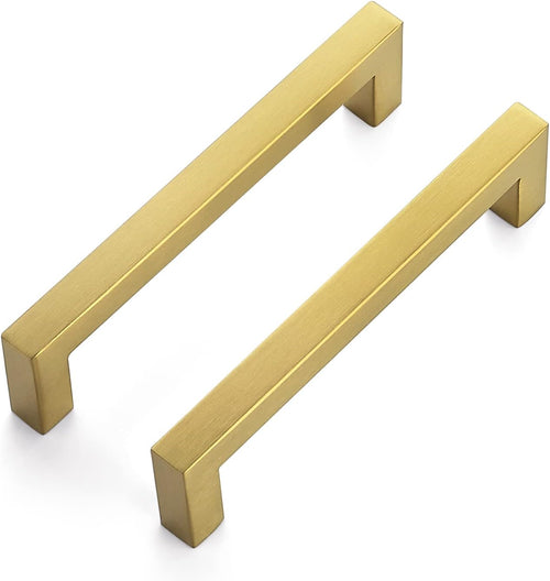 BRUSHED GOLD STAINLESS STEEL SQUARE HANDLE 5/6/7" LENGTH